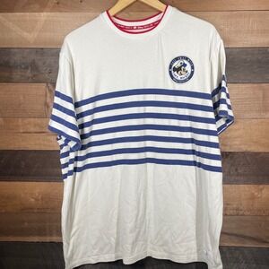 Disney Cruise Line Capt Mickey Mouse Nautical Stripe T Shirt Mens XL White Blue